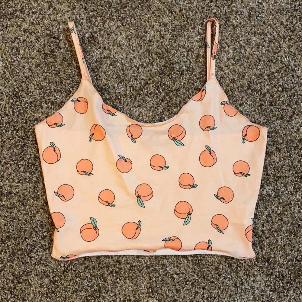new, never worn peach print crop top